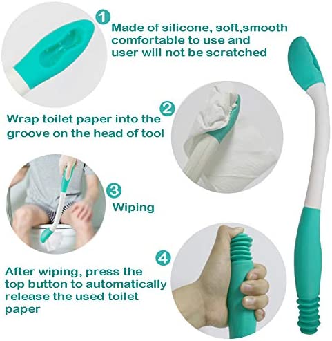 Toilet Aid Wiper Self Assist Bathroom Bottom Butt Wipe Helper Wand Long Reach Comfort Wipe Tool Paper Tissue for Pregnant After Surgery Seniors Arm Handicap Bariatric