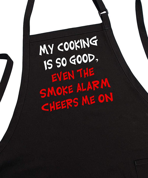 My Cooking Is So Good Funny Kitchen Aprons, Black, 2 Pockets, Adjustable Neck Strap
