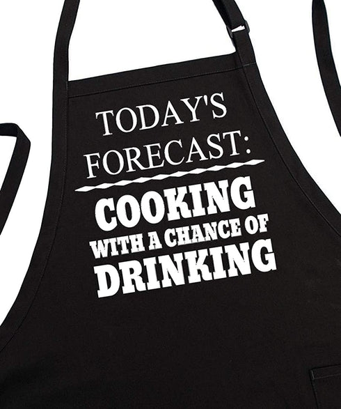 Men's BBQ Aprons Cooking with A Chance of Drinking, Fully Adjustable, Two Pockets, Extra Long Ties
