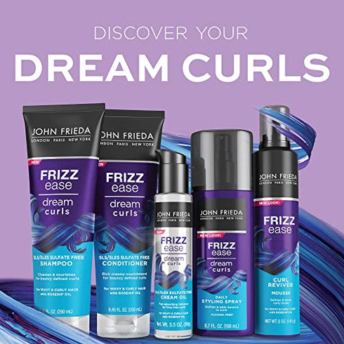 John Frieda Anti Frizz, Frizz Ease Dream Curls Shampoo, SLS/SLES Sulfate Free Shampoo for Curly Hair, Helps Control Frizz, with Curl Enhancing Technology, 8.45 Fluid Ounces