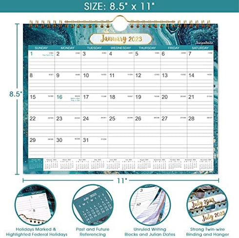 2023 Wall Calendar - Monthly Calendar January 2023 - December 2023, 11" × 8.5", Twin-Wire Binding, Hanging Loop, Premium Thick Paper Perfect for Organizing