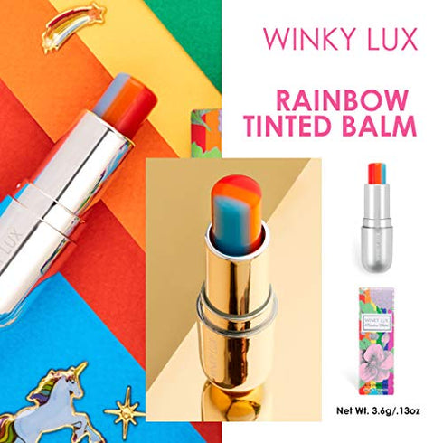 Winky Lux Rainbow Tinted Lip Balm, pH Lip Balm, pH Lipstick Color Changing with Jojoba Oil, Color Changing Lip Balm, Pineapple Scented Vegan Lip Balm