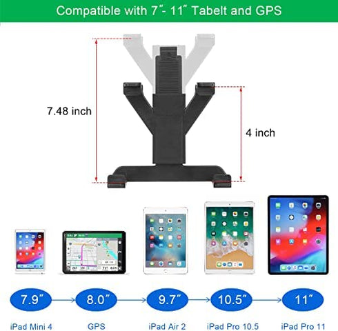 iTODOS Truck Tablet Mount for All 7" - 11" Tablets and GPS Navigation, Fit for Truck, Car, Commercial Vehicles, Boat, Desk,Aluminum Alloy Base, Compatible with Samsung Tab, Nexus, iPad Car Mount