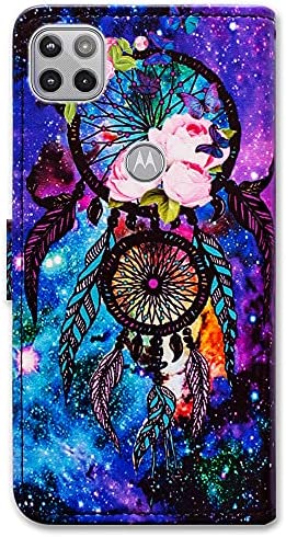 Motorola One 5G Ace Case,Bcov Dream Catcher Galaxy Sky Leather Flip Phone Case Wallet Cover with Card Slot Holder Kickstand for Moto Motorola one 5G UW ace