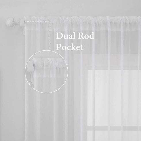MIULEE 2 Panels Solid Color White Sheer Window Curtains Elegant Window Voile Panels/Draperies/Treatment for Bedroom Living Room (54 X 45 Inches White)