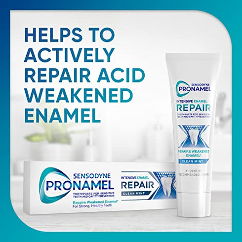 Sensodyne Pronamel Intensive Enamel Repair Toothpaste for Sensitive Teeth, to Reharden and Strengthen Enamel, Clean Mint - 3.4 Ounces