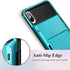 SAMONPOW Credit Card Holder Case for iPhone X iPhone Xs Case with 4 Card Holder Hard PC Soft Hybrid Rubber Anti Scratch Shockproof Heavy Duty Cover for iPhone X XS iPhone10 5.8 inch Sky Blue