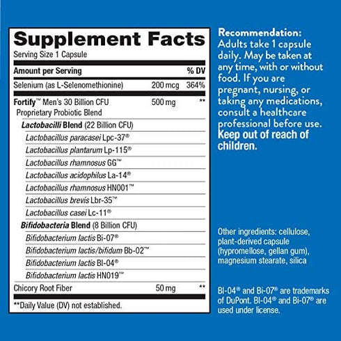 Nature’s Way Fortify Men’s Daily Probiotic, 30 Billion, 11 Strains, Prebiotics, 30 Capsules