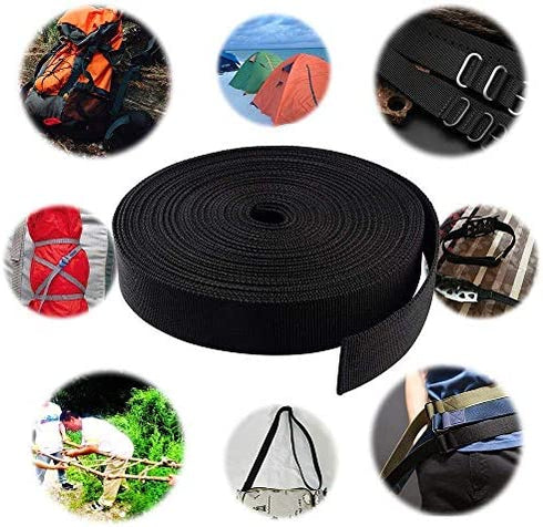 JIAKAI Nylon Heavy Duty Webbing Strap?Polypropylene Heavy Straps for Bags, Hammocks, Outdoor Climbing and DIY Making Luggage Strap, Pet Collar, Backpack Repairing