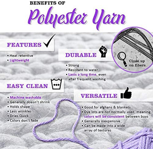 JubileeYarn Fun Finger Loops Yarn - Polyester Jumbo Loop Yarn - 100g/Skein - Purple Pink White - 2 Skeins