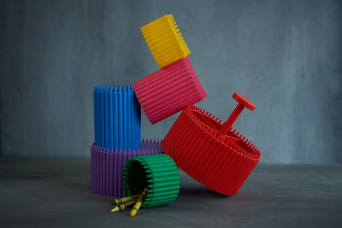 Room Copenhagen Crayola Round Storage Organizer - Creative Kids Desk Organizer with 5 Sections for Storing Pens, Pencils, Crayons and Other School/Office Supplies, Razzmatazz, Kids 3+ Years