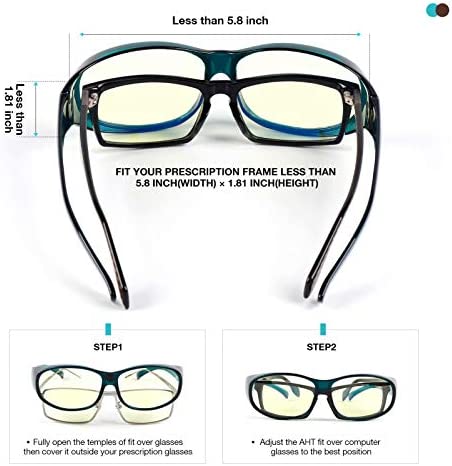 AHT Fit Over Blue Light Blocking Glasses Blue Blocker Computer Glasses