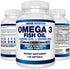 Omega 3 Fish Oil 4,080mg - High EPA 1200mg + DHA 900mg Triple Strength Burpless Softgels - Arazo Nutrition (120 Soft Gels)
