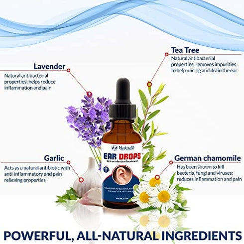 Natural Ear Drops for Ear Infection Treatment – Organic Ear Drops for Adult, Kids, Baby, Dog & Pets – Relieves Ear Aches, Itchy Ears, Infections, Swimmer's Ear, & Loosens Wax – Kids Safe, Made in USA