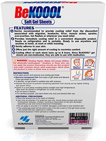 BeKOOOL Migraine Gel Sheets - 4 Count