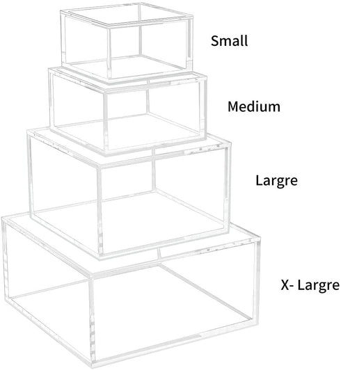 NIUBEE Small Acrylic Box with Lid, Clear Box Square Container to Hold Staples, Highlighters, Adhesive Tape, Paper Clips, Stamps, Stackable Mult-Purpose for Office and Home (Medium)