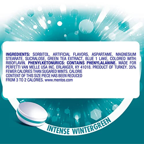 Mentos Clean Breath Hard Mints Sugar Free Candy, Wintergreen, (Pack of 12)