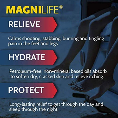 MagniLife Pain Relieving Foot Cream, All-Natural Moisturizing Foot Pain Relief with Beeswax and Eucalyptus to Soothe Soreness, Burning, Tingling, and Sensitivity - 4oz