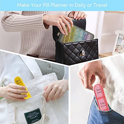 SUMMUE Weekly Pill Organizer 3 Times A Day, 7 Day Pill Box Large Compartments Moisture-Proof Pill Case, Daily Portable Travel Morning Noon Evening Pill Container, for Fish Oils, Vitamins, Supplements