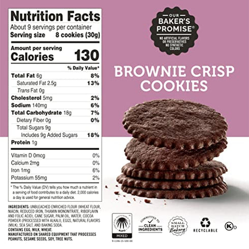 Dewey's Bakery Brownie Crips Cookie Thins | Baked in Small Batches | Real, Simple Ingredients | Time-Honored Southern Bakery Recipe | 9 oz
