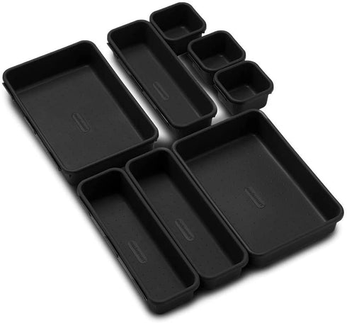 madesmart 8-Piece Interlocking Bin Pack-Carbon Collection Customizable Multi-Purpose Storage, Durable, Easy to Clean & BPA-Free