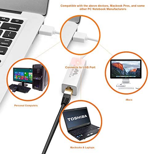 USB Ethernet (LAN) Network Adapter Compatible with Laptop, Computers and All USB 2.0 Compatible Devices Including Windows 10/8.1/8 / 7 / Vista/XP by Mobi Lock