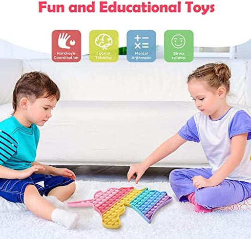 HiUnicorn Big Large Pop Unicorn Fidget Toy Easter Gifts for Girls Kids, Jumbo Mega Poppers Push Bubbles Pink Rainbow, Giant Classroon Party Game Educational Toy Keep Busy and Focus