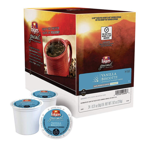Folgers Gourmet Selections Single Cup for Keurig Brewers, Vanilla Biscotti, 24 Count