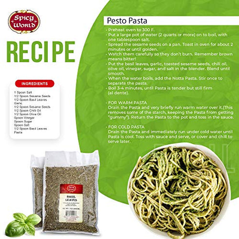 Dried Basil Leaves 7oz (200g) - Natural, Non-GMO, Vegan, Ayurveda Herb - by Spicy World