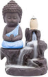 JULAN Incense Burner Backflow Tower Cones Incense Stick Holder Ceramic Porcelain Buddha Waterfall Monk Ash Catcher with 40 Backflow Incense Cones for Home Office Yoga Decor Aromatherapy Ornament