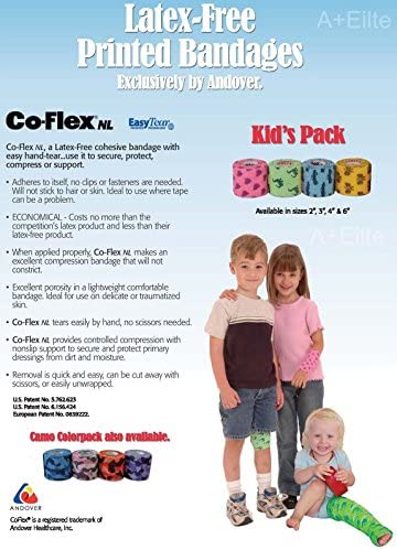 Andover CO-Flex NL 1"x5Yds Tan Flesh 6-Rolls Cohesive Flexible Elastic Latex Free Bandage Compression Self Adherent Wrap Kids Children Vet Animals Pets Cats Dogs Horses 5100TN