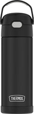 THERMOS FUNTAINER 16 Ounce Stainless Steel Vacuum Insulated Bottle with Wide Spout Lid, Black Matte