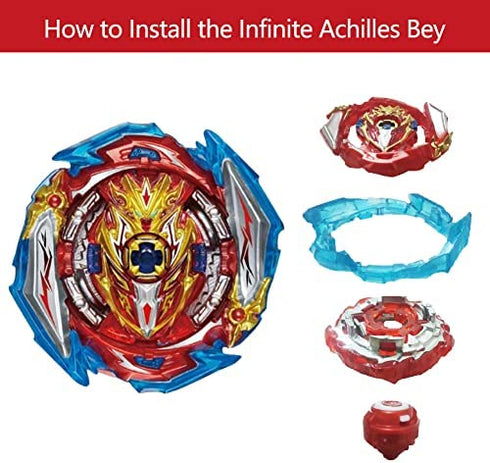 Konikiwa Bey Battling String Launcher, Infinite Achilles Top Burst Launcher Set, DB Launcher Left and Right Spin Launcher Compatible with All Bey Burst Series - Red