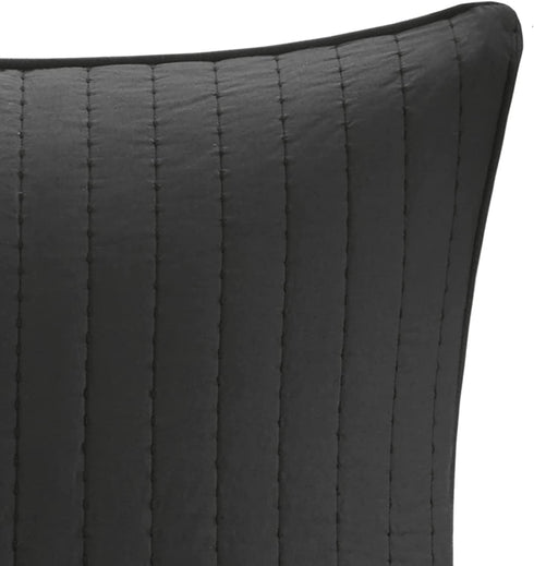 INK+IVY 100% Cotton Single Euro Sham - European Square Decorative Pillow Cover, Hidden Zipper Closure (Cushion NOT Included), Camila, Quilted Black 26"x26"
