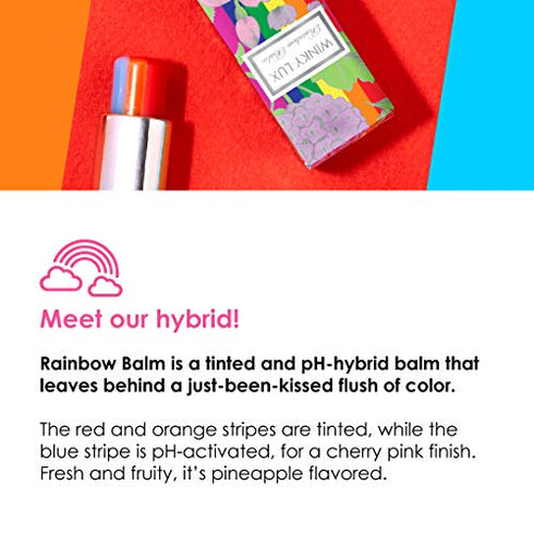 Winky Lux Rainbow Tinted Lip Balm, pH Lip Balm, pH Lipstick Color Changing with Jojoba Oil, Color Changing Lip Balm, Pineapple Scented Vegan Lip Balm