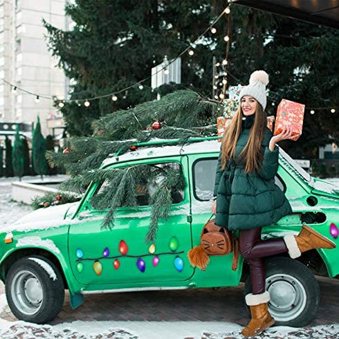 40 Pieces Christmas Car Magnets Lights Stickers Reflective Bulb Lights Magnets Christmas Car Refrigerator Decorations for Cars or Any Metal Surface (2.8 x 1.4 Inches and 5 x 2.7 Inches)