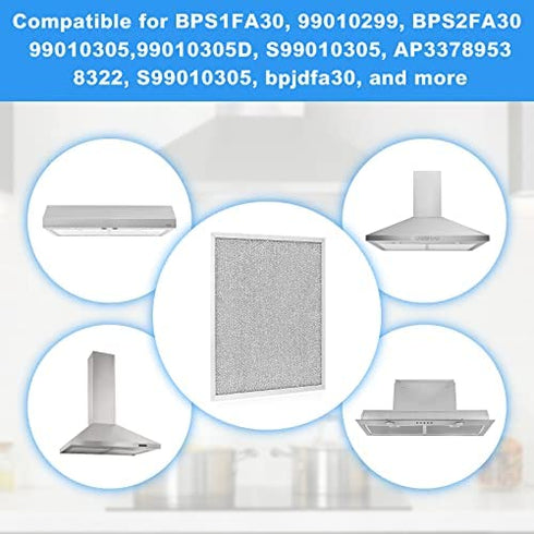 Range Hood Filter Replace Broan Model BPS1FA30, 99010299 -11-3/4" X 14-1/4" X 3/8" for NuTone Allure WS1 QS2 and Broan QS1 30" Range Hoods (2-Pack)