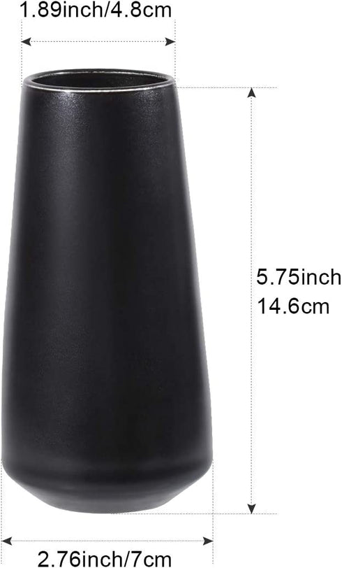 Ceramic Flower Vase for Home Décor Office Decoration, 6 Inch, Matte Black