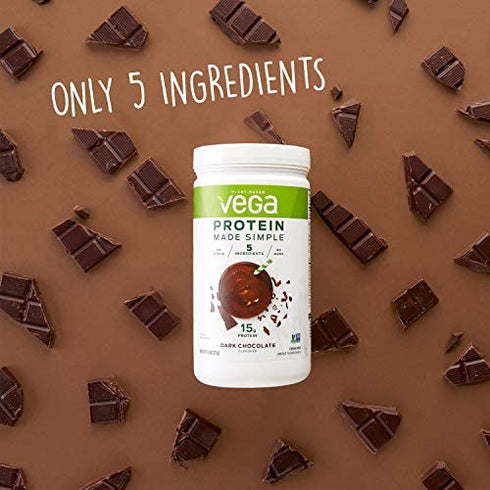 Vega Protein Made Simple Dark Chocolate (10 Servings) Stevia Free Vegan Protein Powder, Plant Based, Healthy, Gluten Free, Pea Protein for Women and Men, 9.6 Oz (Packaging May Vary)