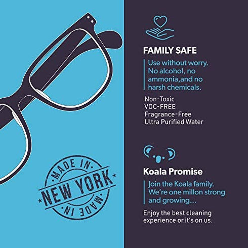 Koala Eyeglass Lens Cleaner Spray Kit | American Made | 2 Ounces + 1 Koala Cloth | Streak and Alcohol Free | Carefully Engineered Glasses Cleaner | Safe for All Lenses (Pack of 2)