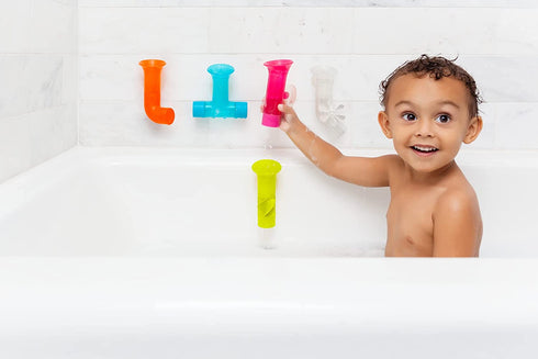 Boon PIPES Building Toddler Bath Tub Toy for Kids Aged 12 Months and Up, Blue (Pack of 5)