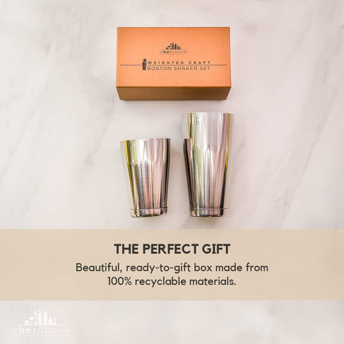 Premium Weighted Cocktail Shaker Set: Two-Piece Pro Boston Shaker Set. 18oz & 28oz Martini Drink Shaker