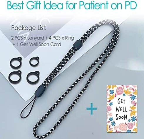 PD Catheter Lanyard Peritoneal Dialysis Holder Adjustable Length Secure Necklace Belt Accessories Women Men (2PCS Lanyards + 4PCS Silicone Rings)