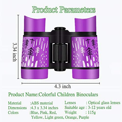Binoculars for Kids, Best Gifts Toy Binoculars for 3-12 Years Boys Girls and Toddler,High-Resolution Real Optics Rubber Kids Binoculars Shockproof Folding for Travel, Camping, Birding (Purple)