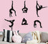 Gymnastics Wall Decals Silhouettes Sport Art Girl Vinyl Decals Wall Sticker Fits Kids Room Decor Home Wall Decor Set of 6 (7.87”H X 23.62”W)