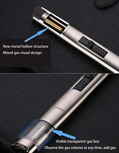 Butane Torch Kitchen BBQ Lighter Long Refillable Windproof Stainless Steel Lighters with Jet Flame