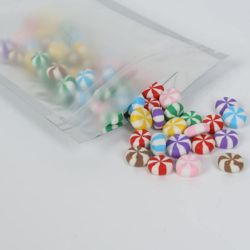 Clear Window Flat Colored Metallic Foil Zipper Seal Bag (100 Pack) (White, Flat | 1.5oz)