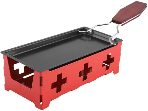 Cheese Raclette Rotaster Portable Non-Stick Baking Tray Stove Set Wooden Handle Home Kitchen Grilling Tool with Spatula