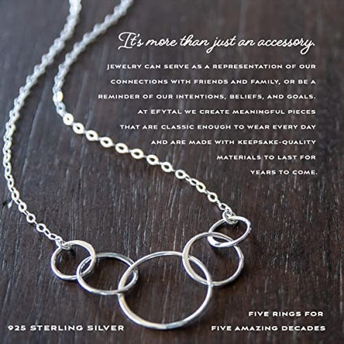 EFYTAL Cool Gifts for 50 Year Old Woman, Sterling Silver Five Circle Necklace, 50th Birthday Gifts For Women, Gifts for 50 Year Old Woman, 50th Birthday Decorations Women