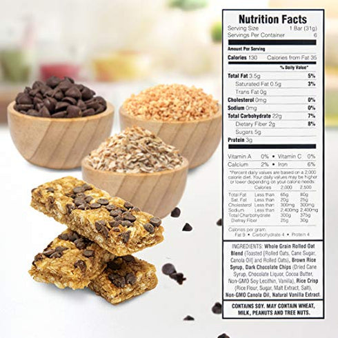 Junkless Chewy Granola Bar Non-GMO, low sugar, great tasting (Chocolate Chip, 1.1 Ounce (Pack of 6))